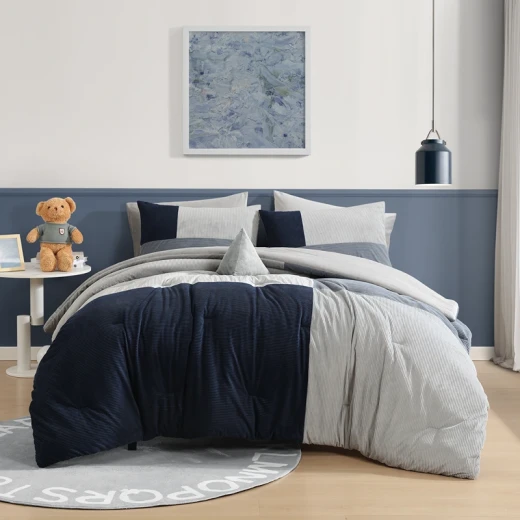 Nova Home Cordee Patchwork Winter Cordroy Comforter Set - Queen - Navy - Nova Home - Image 7