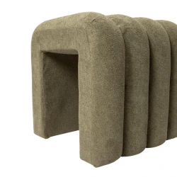 Weva Archi Terry Channeled Small Stool & Bench – Brown | Elegant Ribbed Fabric Upholstery with Modern Arched Design