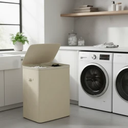 Weva Clary Laundry Basket with Lid – 60L – Beige