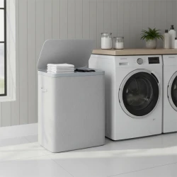 Weva Clary Laundry Basket with Lid – 60L – Light Grey