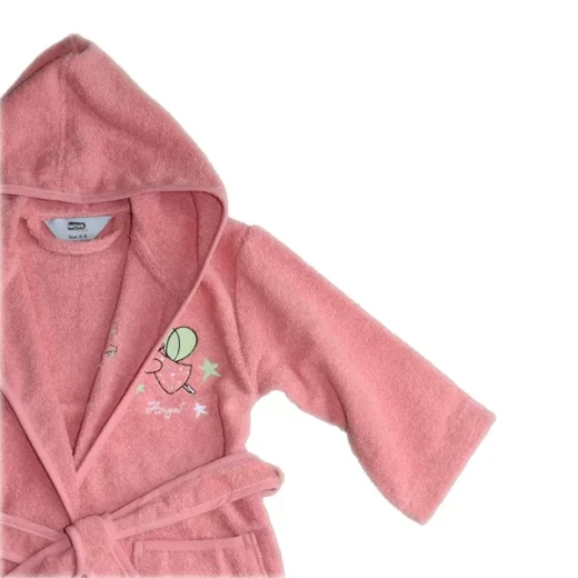 Nova Home "Kiddy" Kid's Unisex Bathrobe (1 Piece) - 100% Cotton - 13-15 Years - Salmon & Dark Salmon - Nova Home - Image 4