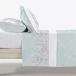 مينترول Bloom طقم شرشف سرير (مطاط وفلات) قطن -مجوز & مجوز كبير - 4 قطع - أزرق - مانتيرول