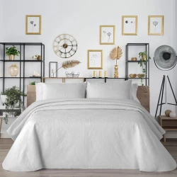 Manterol "Bouti Summer Soft" Mosaic Summer Bedspread Set  - King & Super King - 3 Pcs - Grey (004 12)