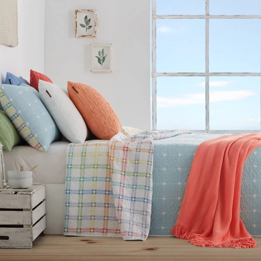 Manterol & Bouti Colors& Reversible Summer Bedspread Set  - King & Super King - 3 Pcs - Multicolor (400 15) - MANTEROL - Image 2