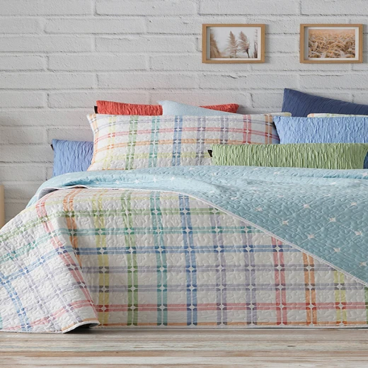 Manterol & Bouti Colors& Reversible Summer Bedspread Set  - King & Super King - 3 Pcs - Multicolor (400 15) - MANTEROL - Image 4