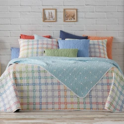 Manterol & Bouti Colors& Reversible Summer Bedspread Set  - King & Super King - 3 Pcs - Multicolor (400 15)