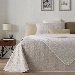 Manterol "Bouti Summer" Reversible Summer Bedspread Set  - King & Super King - 3 Pcs - Beige (127 07)