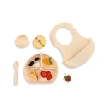 Babyjem Silicon Feeding Set - Ecru (Beige) - BabyJem