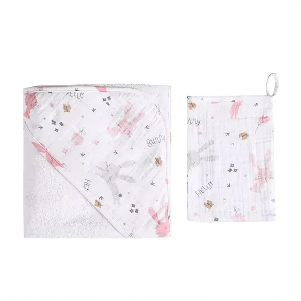 Funna Rabbit Hooded Baby Towel - 100% Cotton - Pink - Funna Baby