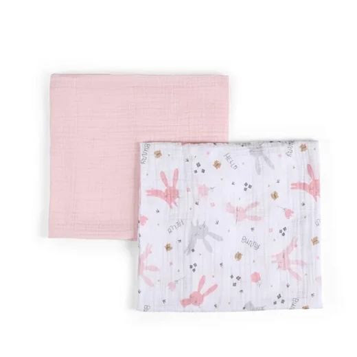 Funna Rabbit Blanket Set - 2 Pcs - 100% Cotton - Pink Funna Rabbit Blanket Set - 2 Pcs - 100% Cotton - Pink