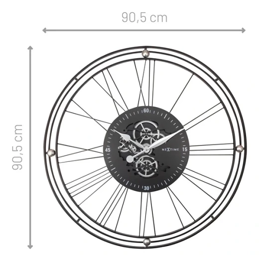Nextime "Roman Gear" Wall Clock - 90 Cm - Silver - Nextime - Image 6