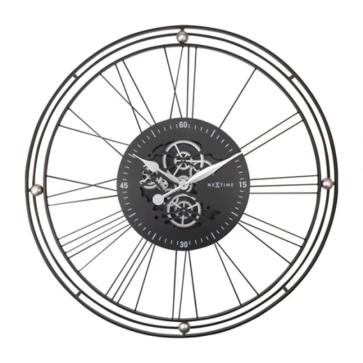 Nextime "Roman Gear" Wall Clock - 90 Cm - Silver Nextime "Roman Gear" Wall Clock - 90 Cm - Silver