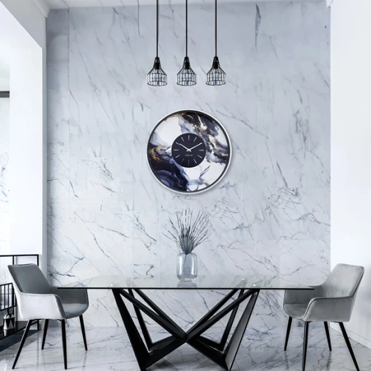 نكستايم Marble Duo ساعة حائط ألومنيوم - 48 سم - أبيض & فضي - نكستايم - Image 3