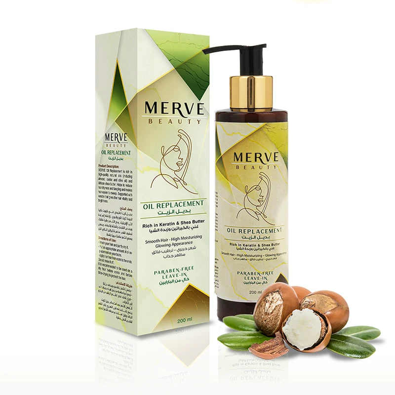 بديل الزيت بالكيراتين وزبدة الشيا مع زيوت اللوز والخروع والزيتون 200 مل لعناية الشعر الجاف والمتقصف دون شطف من ميرف - ميرف
