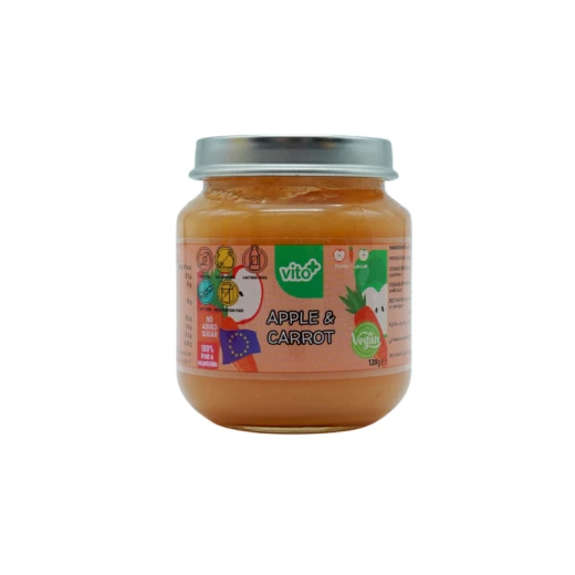 VITO+ – 120g Natural Apple & Carrot Puree for Babies 6+ Months, No Added Sugar or Preservatives VITO+ – 120g Natural Apple & Carrot Puree for Babies 6+ Months, No Added Sugar or Preservatives