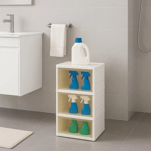 خزانة متعددة الاستخدامات بثلاث طبقات – بلاستيك مقوى غير قابل للكسر – مناسبة لتنظيم الأحذية ومستلزمات المطبخ والحمام – مقاس 65×45×35 سم خزانة متعددة الاستخدامات بثلاث طبقات – بلاستيك مقوى غير قابل للكسر – مناسبة لتنظيم الأحذية ومستلزمات المطبخ والحمام – مقاس 65×45×35 سم