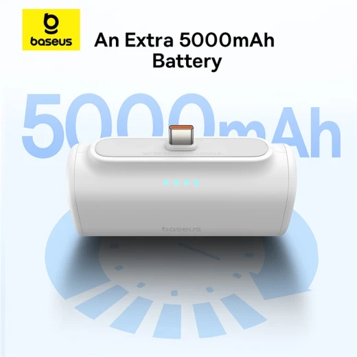 Baseus Compact Fast Charging Power Bank Type-C Edition 5000mAh 20W Moon White - Baseus - Image 4