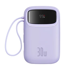 Baseus QPow 2 Digital Display Fast-Charging Power Bank with 2 Built-in Type-C Cable 10000mAh 30W Nebula Purple