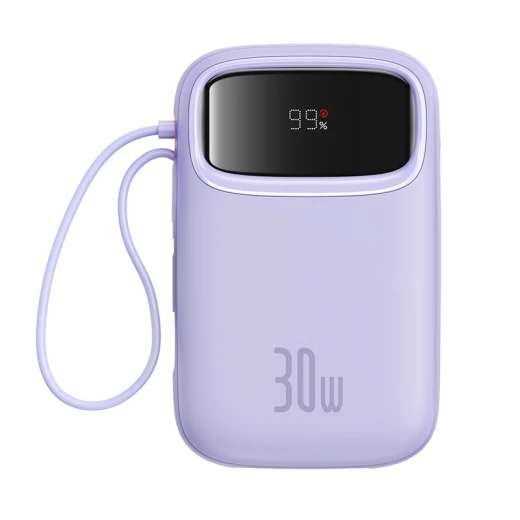 Baseus QPow 2 Digital Display Fast-Charging Power Bank with 2 Built-in Type-C Cable 10000mAh 30W Nebula Purple - Baseus - Image 2