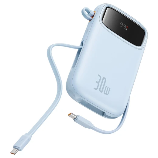 Baseus QPow 2 Digital Display Fast-Charging Power Bank with 2 Built-in Type-C Cable 10000mAh 30W Galaxy Blue - Baseus - Image 3