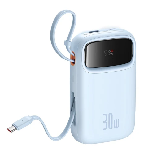 Baseus QPow 2 Digital Display Fast-Charging Power Bank with 2 Built-in Type-C Cable 10000mAh 30W Galaxy Blue - Baseus - Image 4