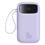 Baseus QPow 2 Digital Display Fast-Charging Power Bank with 2 Built-in Type-C Cable 20000mAh 30W Nebula Purple - Baseus