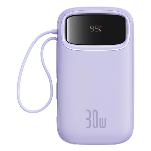 Baseus QPow 2 Digital Display Fast-Charging Power Bank with 2 Built-in Type-C Cable 20000mAh 30W Nebula Purple - Baseus - Image 4