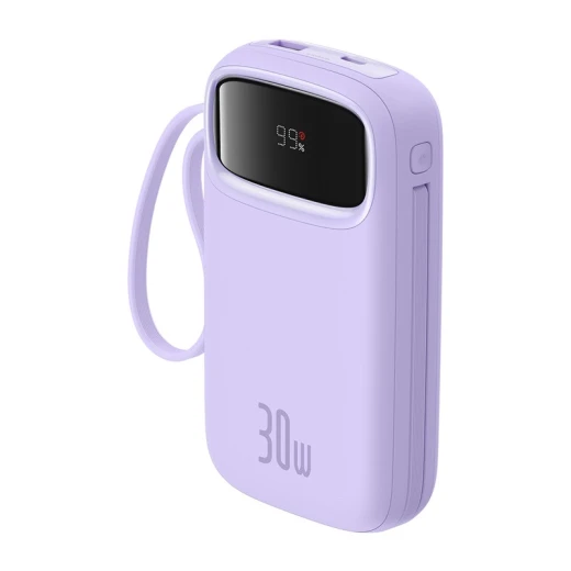 Baseus QPow 2 Digital Display Fast-Charging Power Bank with 2 Built-in Type-C Cable 20000mAh 30W Nebula Purple - Baseus - Image 2