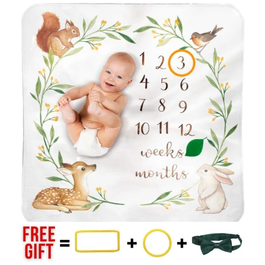 Dorado Bee Baby Milestone Blanket The Wood-Land Design for baby boys and girls - Dorado Bee - Image 2