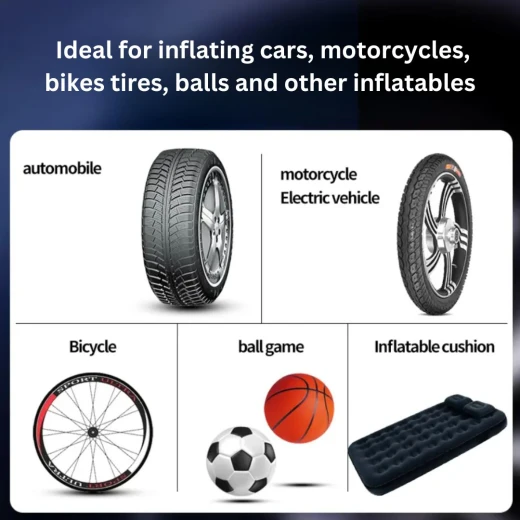 Tire Inflator Portable Air Compressor-130PSI & 6000mAh Portable Air Pump, Accurate Pressure LCD Display, Fast Inflation for Cars, Bikes & Motorcycle Tires, Balls. - Image 4