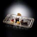 طقم أكريلك مستطيل لتقديم الحلويات 50 سنتيمتر ذهبي - فيغ