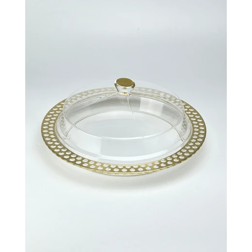 طقم تقديم حلويات دائري بتصميم ذهبي حجم صغير - فيغ - Image 3