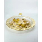 طقم تقديم حلويات دائري بتصميم ذهبي حجم صغير - فيغ