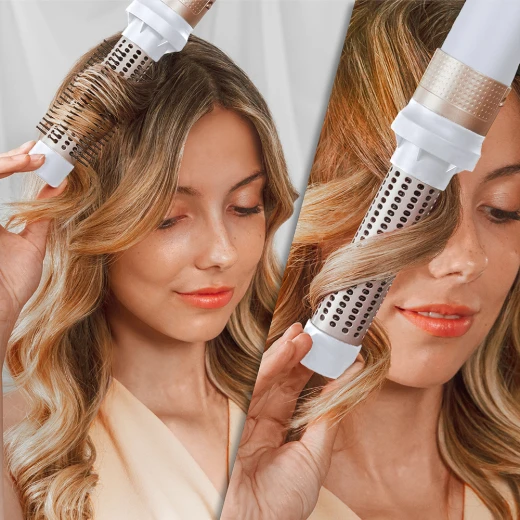 جهاز تصفيف الشعر متعدد الاستخدامات Cecotec CeramicCare 14 في 1 AirGlam Champagne، مزود بتقنية كواندا، ومحرك رقمي بدون فرش بقوة 1400 واط وسرعة 110000 دورة في الدقيقة، وطلاء سيراميك وكيراتين، و3 سرعات، و3 إعدادات للحرارة - سيكوتك - Image 15