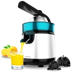 Cecotec EssentialVita Hyden 120 Steel – Electric Lever Citrus Juicer, 120W Stainless Steel Filter | Dual Cones (Steel & Plastic) | 250ml Container | Anti-Drip System - Cecotec