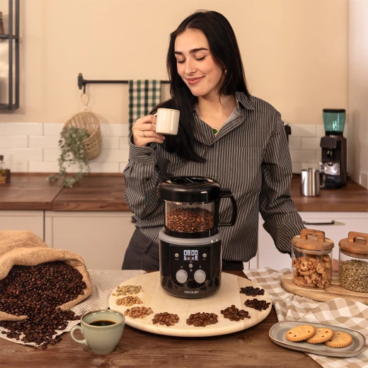سيكوتك   — محمصة قهوة 1400 واط، أوضاع أوتوماتيكية ويدوية، سعة 100–150 غرام، تقنية تدوير الهواء الساخن، مؤقت قابل للتعديل 8–15 دقيقة، 8 مستويات تحميص، تبريد تلقائي مع فاصل للقشرة الفضية، تنبيه صوتي - سيكوتك - Image 2