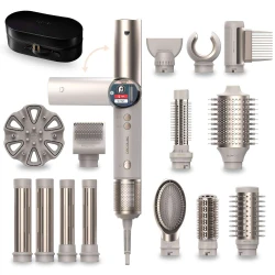 Cecotec AirGlisse 14in1 Flex Champagne Multi-Styler & Hair Dryer – 1400W, 110,000 RPM Motor, Coanda Curling Technology, Ionic Anti-Frizz System & 14 Styling Attachments