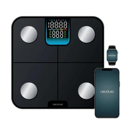Cecotec Surface Precision HealthySmart Smart Bathroom Scale with App, Bluetooth Connectivity, 25 Body Parameters Measurement, LCD Display, 180 kg Capacity, 28x28 cm Compact Design, Battery Operated