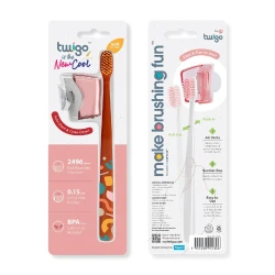Toothbrush Cover + Toothbrush – Flp Twigo for Adults (Combo Pack – Flora Pink) – Flipper (8+ Years)