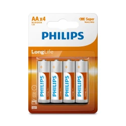 Philips LongLife Zinc Batteries AA - Pack of 4