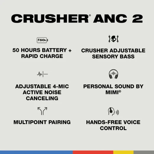 Skullcandy Crusher ANC 2 True Wireless Over Ear - Headphone / Preppy Summer - Skullcandy - Image 4