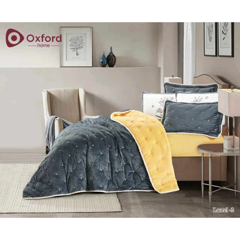 Oxford home laurel flannel comforter set king size 6 pcs - Oxford