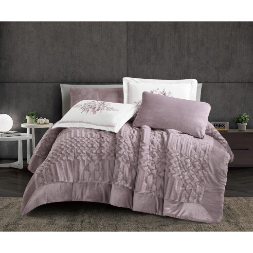 Oxford home caroline flannel comforter set king size 6 pcs - Oxford - Image 3