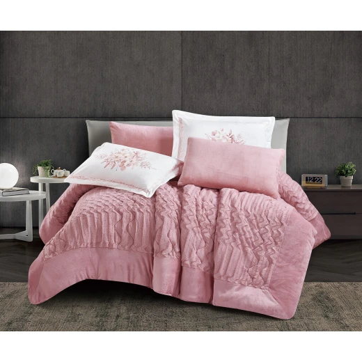 Oxford home caroline flannel comforter set king size 6 pcs - Oxford - Image 4