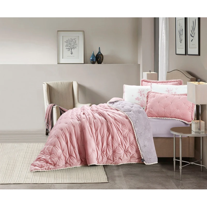 Oxford home laurel flannel comforter set twin size 4 pcs - Oxford