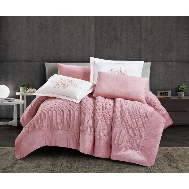 Oxford home caroline flannel comforter set twin size 4 pcs - Oxford