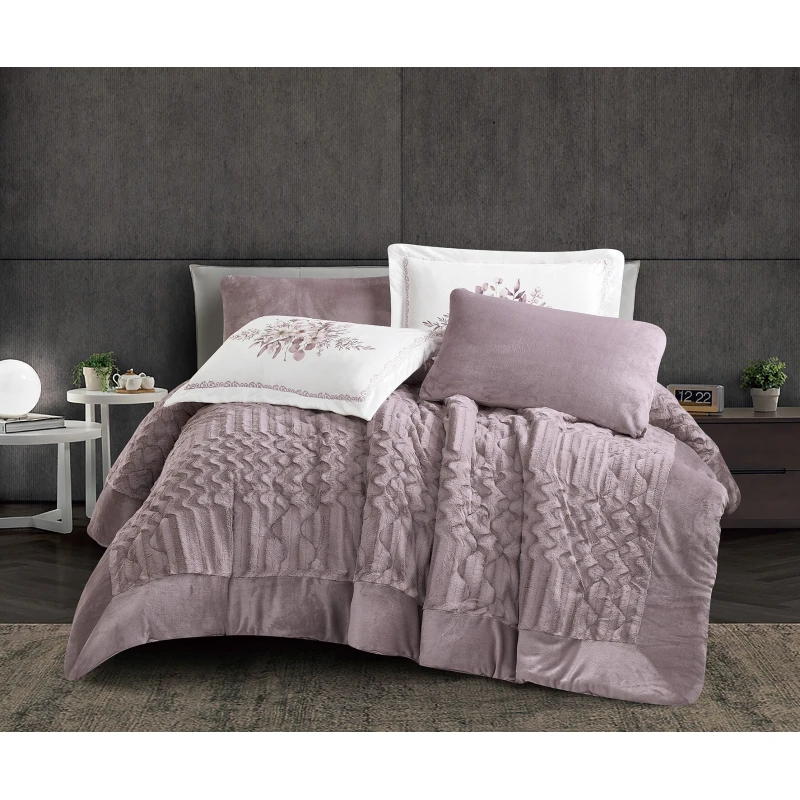 Oxford home caroline flannel comforter set twin size 4 pcs - Oxford