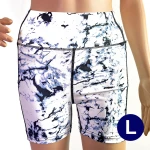 High waist fitness / yoga / Zumba / workout shorts with white marble pattern & side pocket - Size L - Seathany