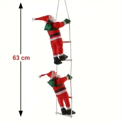 Cute Christmas decorative pendant of two Santa Clause figures climbing a ladder for doors, windows, walls & balconies etc.