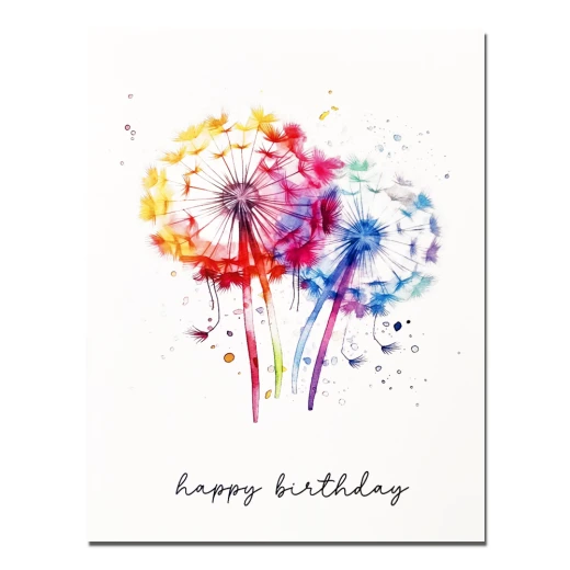 Water colors birthday greeting card style 6
